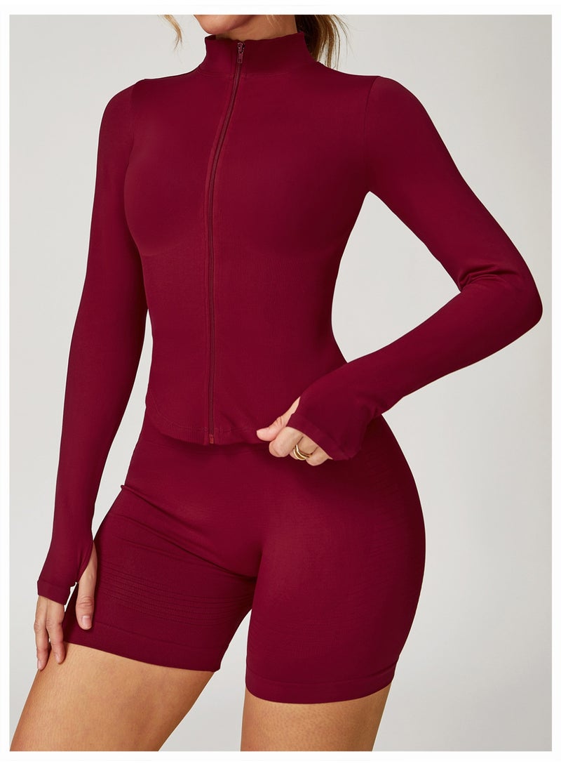 general Yknktstc Women Workout Jacket Full Zip Athletic Tops Cropped Shirt with Thumbholes Quick Dry Running Yoga Casual Wear - Image 2